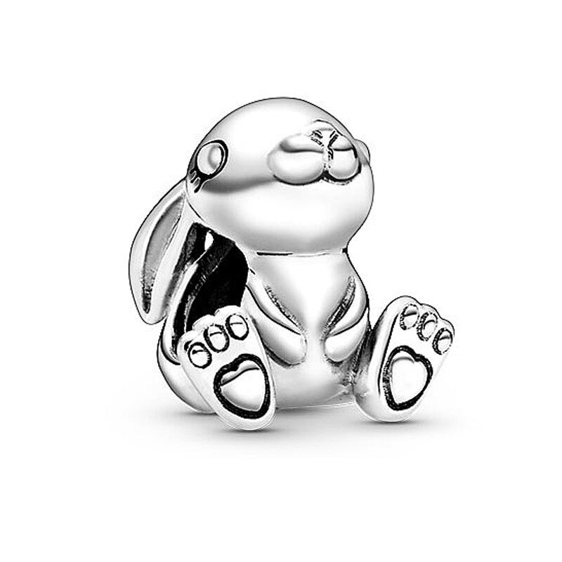 Spring Ninny Rabbit Rabbit Series 925 Sterling Silver Charms Fit Original 3mm Bracelet Bangle DIY Jewelry: CMS204a