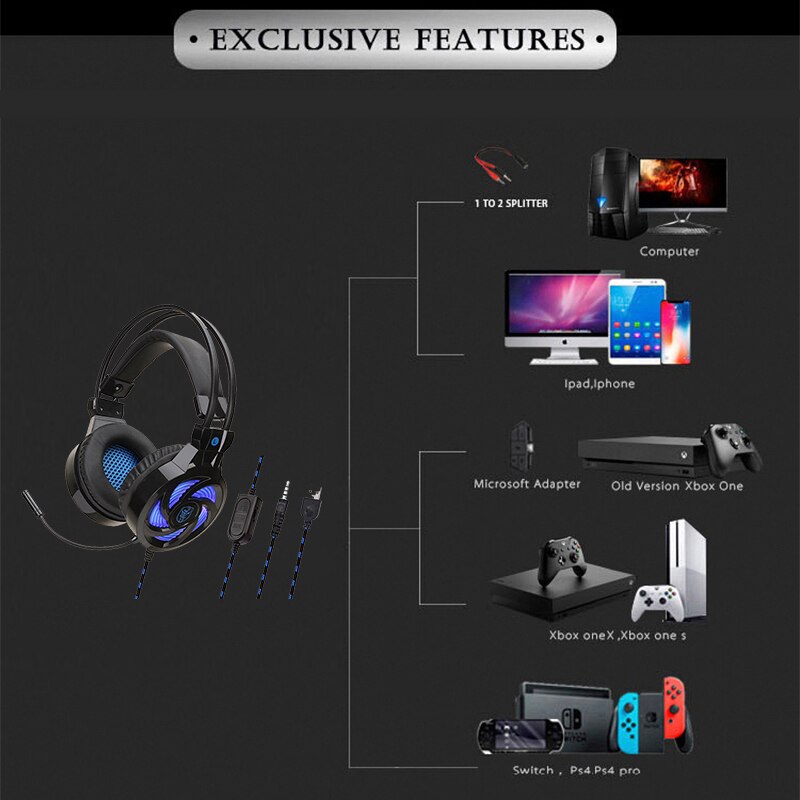 Til  ps4 pc gaming headset computer gamer kablede hovedtelefoner med mikrofon led bas hjelm musik bas børn høretelefon telefon bærbar
