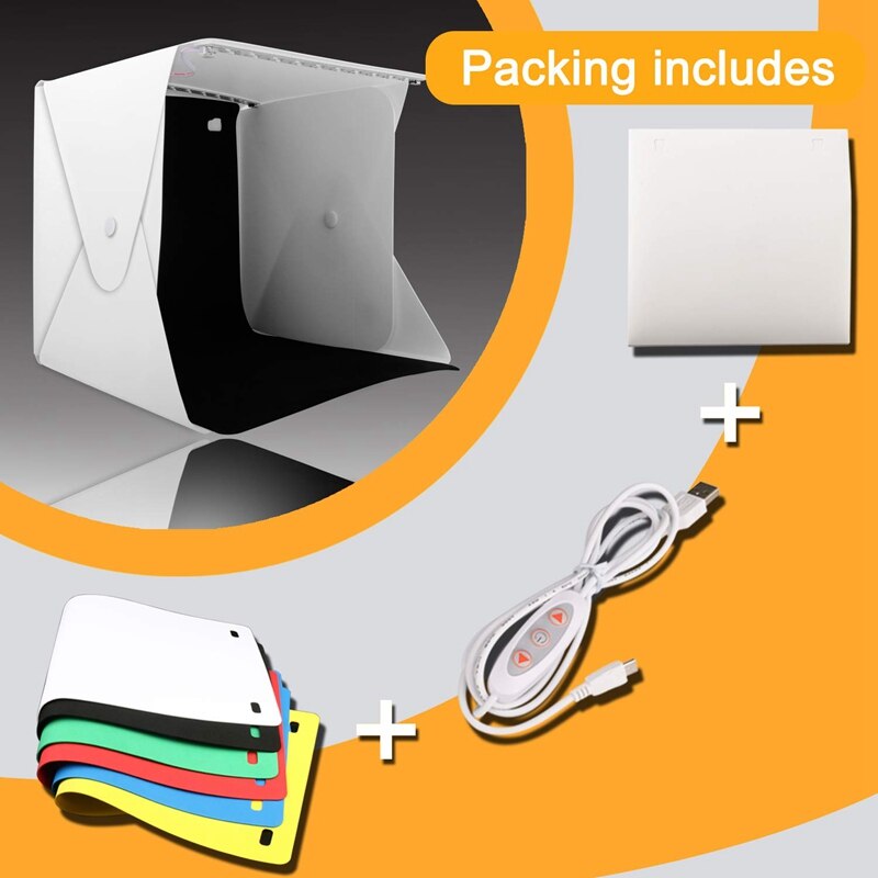 Fotostudiobox, mini draagbare opvouwbare fotostudiotenten met dubbele led-verlichting en 6 achtergronden
