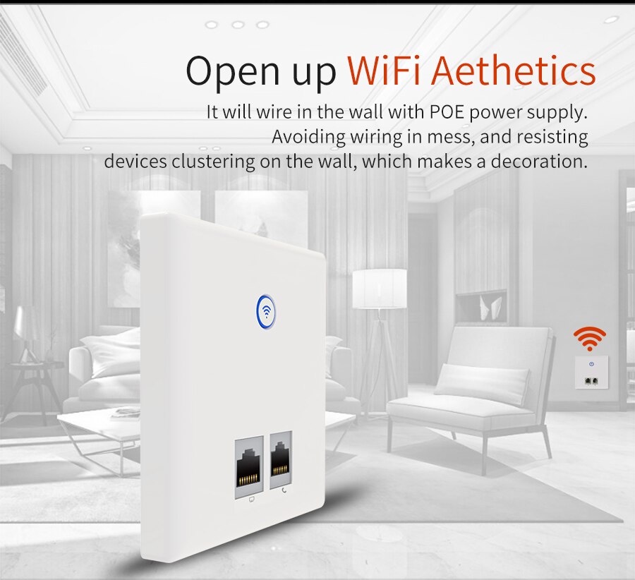 Comfast Draadloze In-Wall Ap 300 Mbps Access Point Wifi 48V Poe Voeding Hotel Gebruikt Business Ap dual 3dBi Comfast CF-E535N