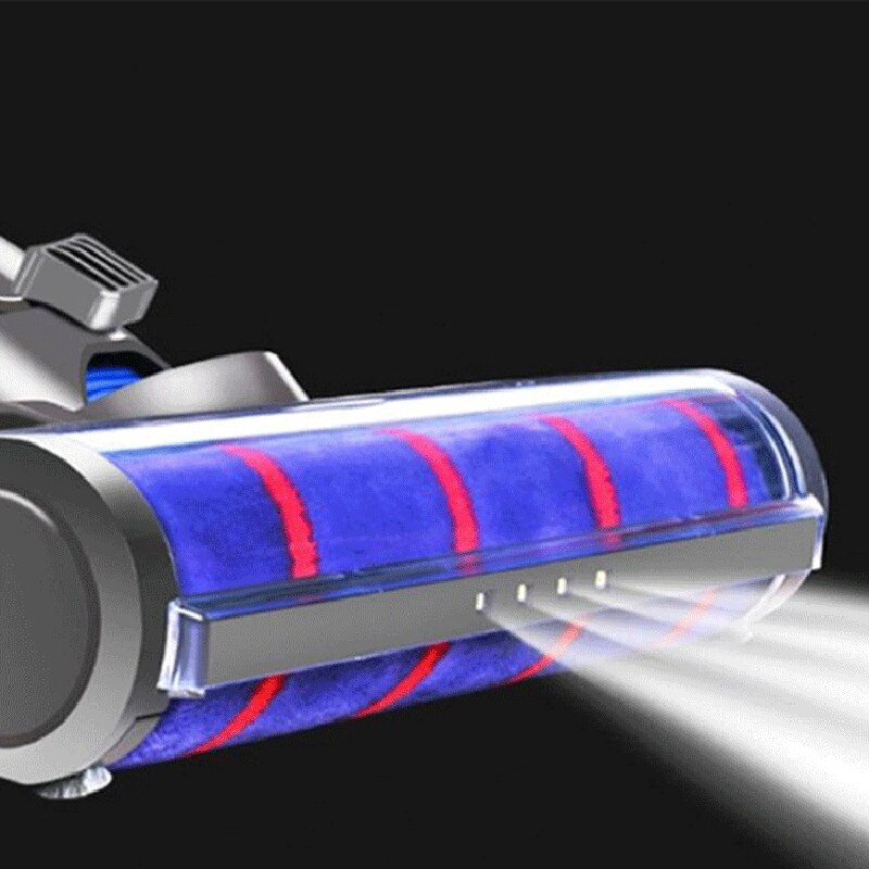 Fluffy Floor Head Roller Brush for Dysons V6/DC6 Vacuum Cleaners Parts Rotatable Brush Tool with Led Lights