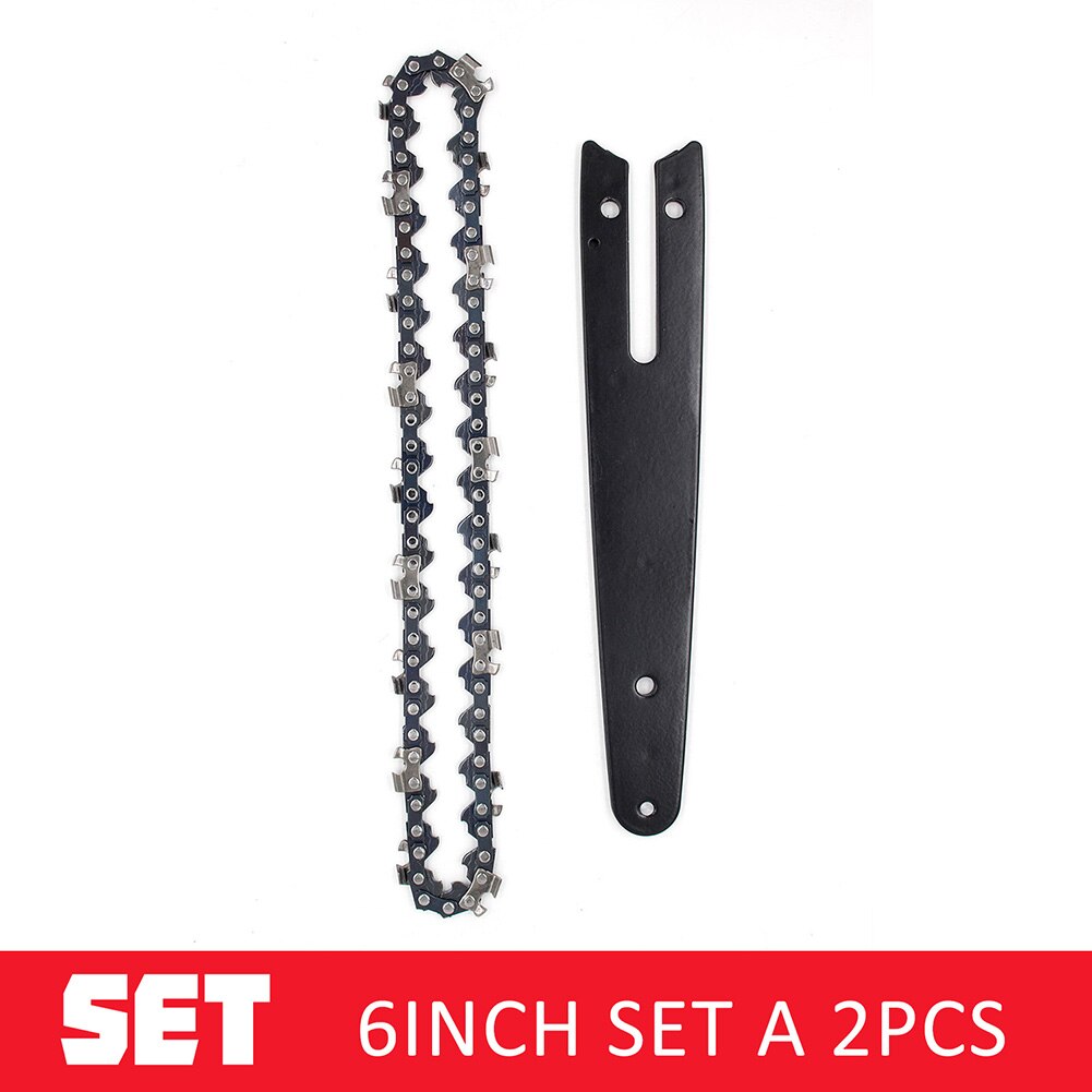 4/6 Inch Chain And Guide Plate Set Mini Chainsaw Replacement Cordless Electric Saw Chain Wood Branch Cutting Sharp Chains