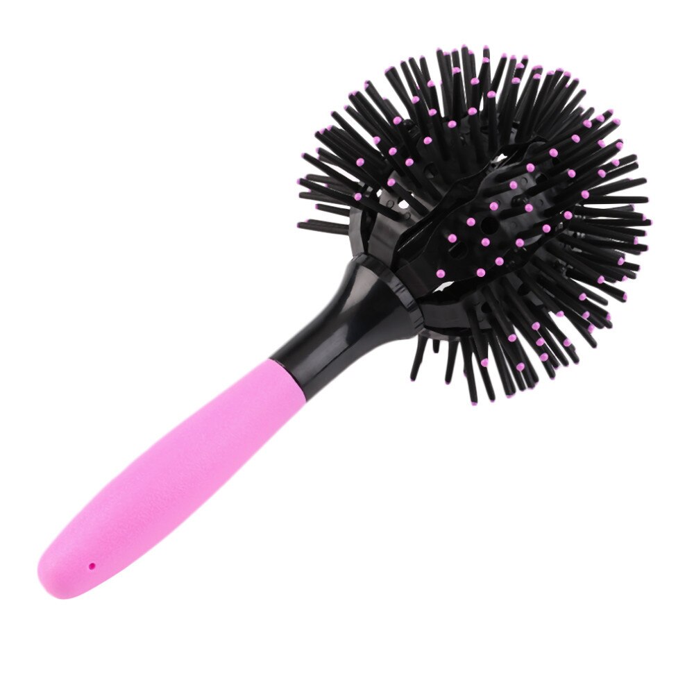 3D Round Hair Brush Hair Comb Salon Make Up 360 Degree Ball Styling Tools Detangling Hairbrush Heat Resistant Women Comb: Pink