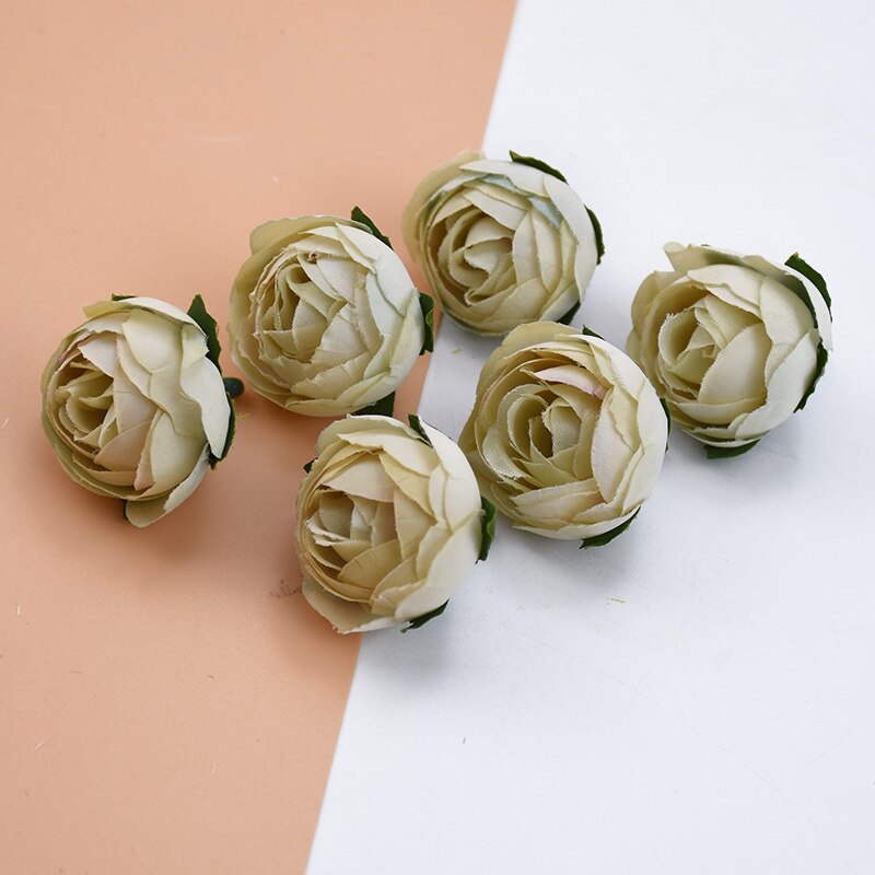 30 Uds. Flores artificiales al por mayor 3CM rosas de té adornos navideños para el hogar Accesorios flores decorativas para boda coronas