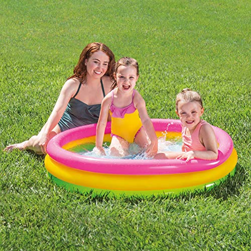 Intex Sunset Glow 45 &quot;x 10&quot; Soft Inflatable Colorful Kiddie 3 + Swimming Pool