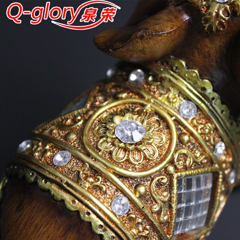 Resin Elephant Figurines Souvenir Trunk Up Fengshui Lucky Elephant crafts Garden Decoration Living Room Ornaments