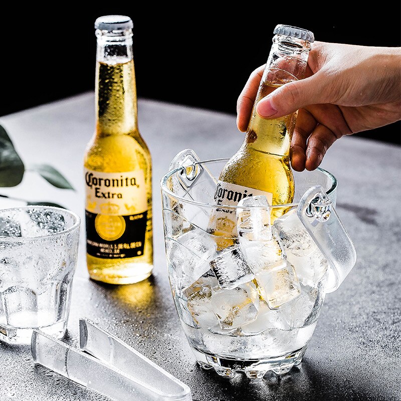Barril de hielo de cristal Tong, enfriador de vino para Hotel, Bar, Club, pinzas para cubeta de hielo sin plomo, cristalería