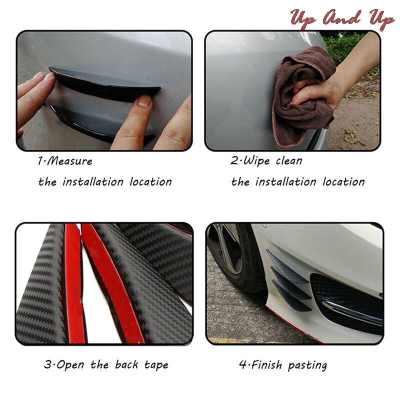 Bumper Spoiler Chin Baffle Plaat Lip Splitter Vinnen Valentie Universele Front Body Canard 4Pcs