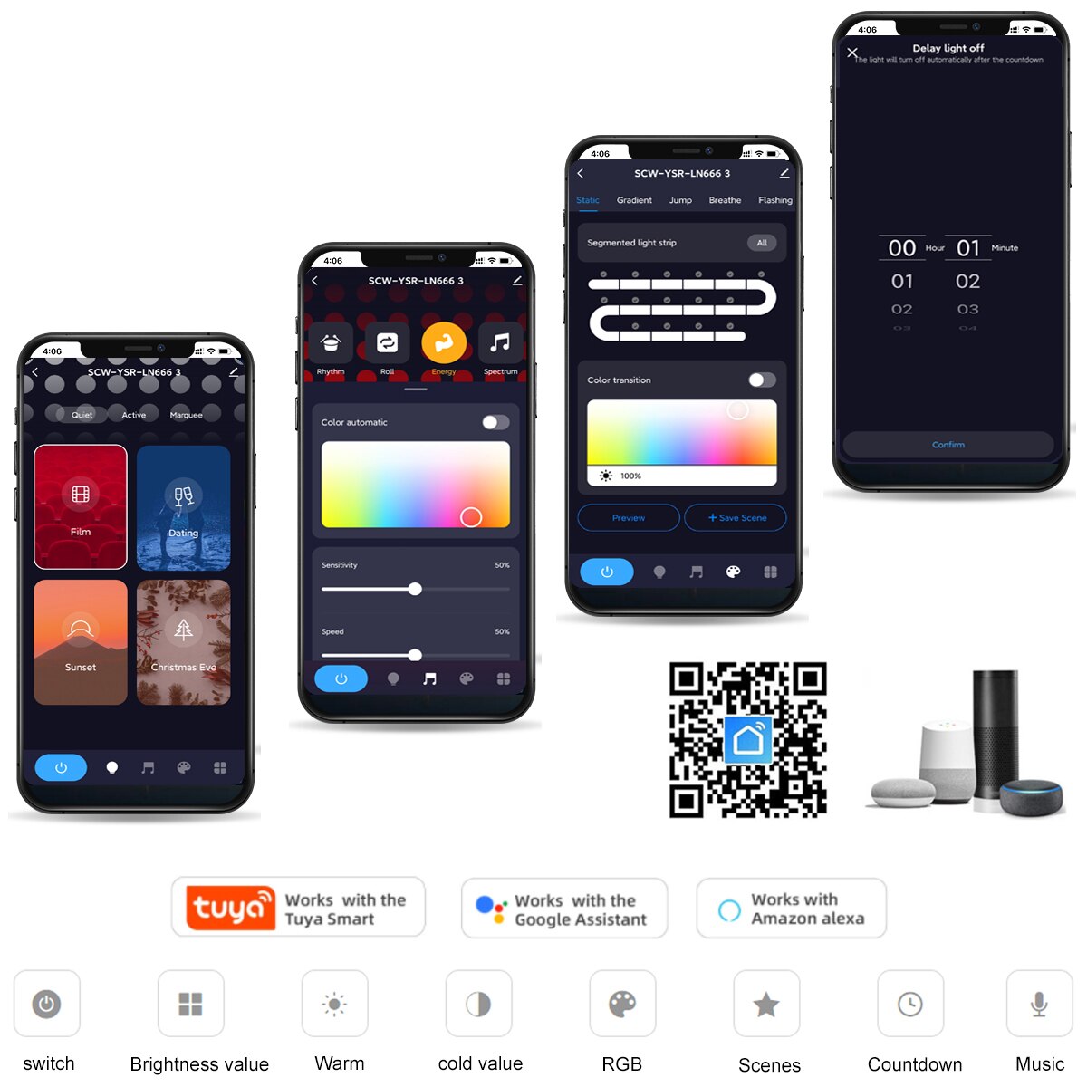 Smart tuya wlan-dream-color-controller mit +16- tasten-fernbedienung 2811/5v 12v 2812 -led-streifen, pixelsteuerung und dimmer für alexa und google