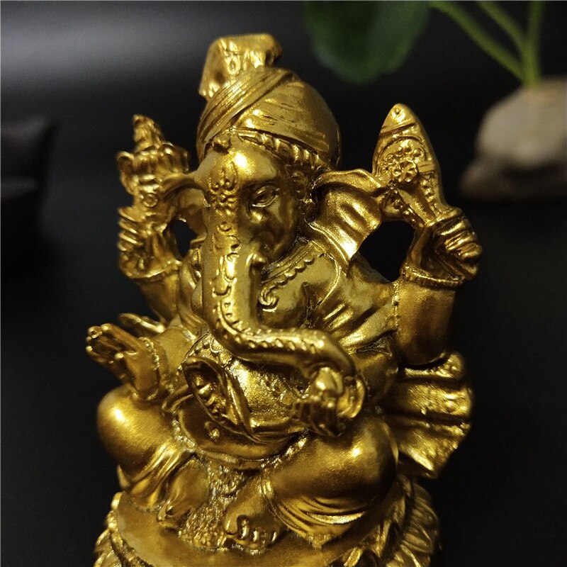 Guld lord ganesha buddha statue hjem havedekoration indisk ganesh elefant gud skulptur figurer ornamenter buddha statuer