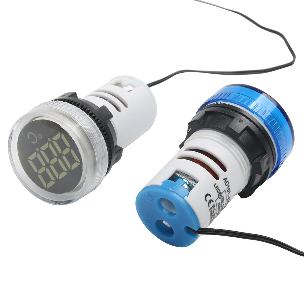 22Mm Mini Plastic Led Digitale Thermometer 20-119 Celsius 50-380V Ac Ronde Kleine Display Indicator pilot Light Temperatuur Meter