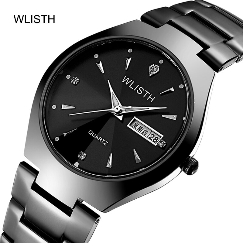 Paar Senior Uhr Herren Damen Uhr Leucht Wolfram Stahl Farbe Wasserdichte Schüler Männlichen Kalender Quarzuhr