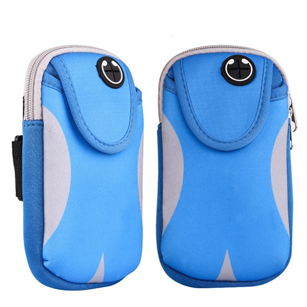 6 tommer sports løbebånd til iphone samsung huawei udendørs gym vandtæt telefon taske armbånd taske sag arm holder cover: Blå