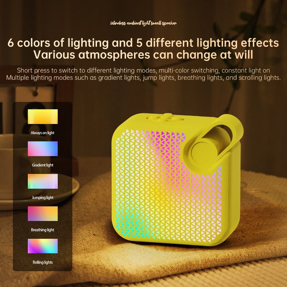 Mini haut-parleur Bluetooth Portable, caisson de basses sonore stéréo avec lampe d'ambiance, boîte de son sans fil, sonore, Super basses