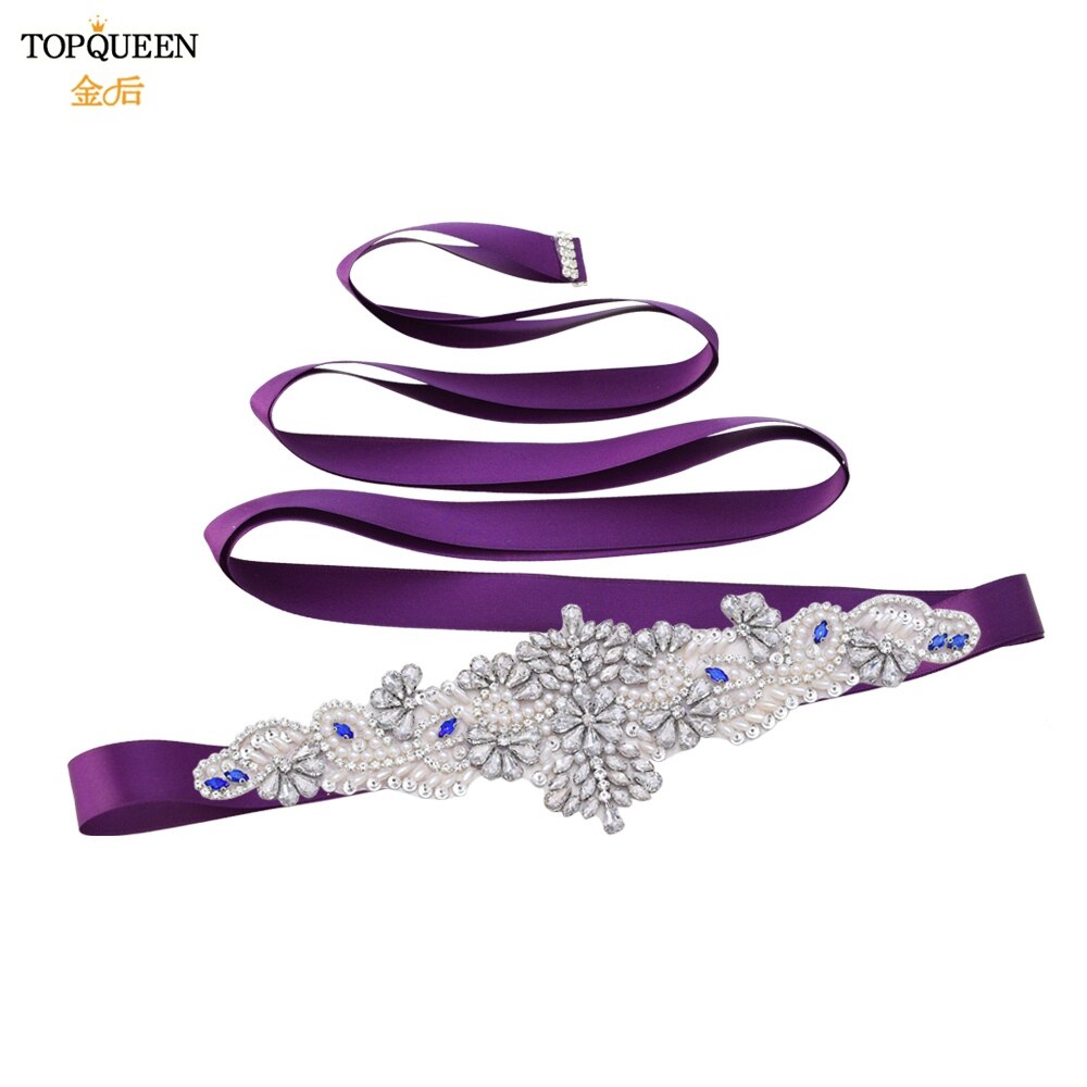 Topqueen  s487 brudbälten för klänningar diamantbälte formella klänningar för kvinnor afton gravidklänning strass bälten blå: Lila