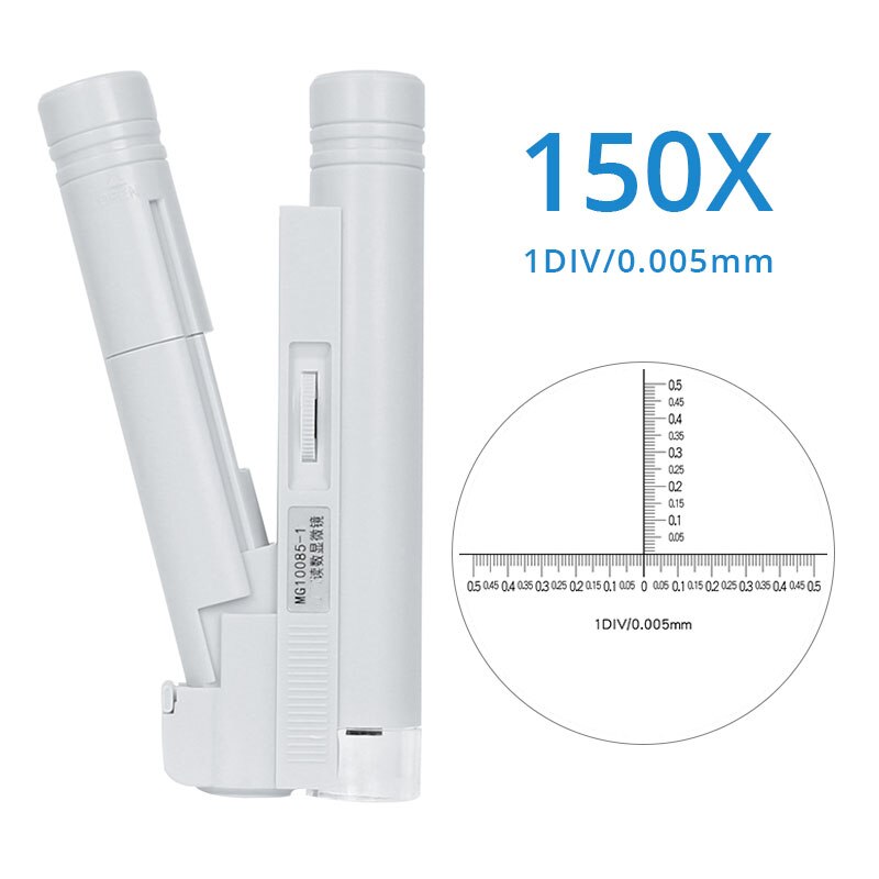 40 80 100 150X Pocket Mini Microscope Illuminated Portable Magnifier Jewelry Loup Reading Scale Magnifying Glass with Led Lights: 150X