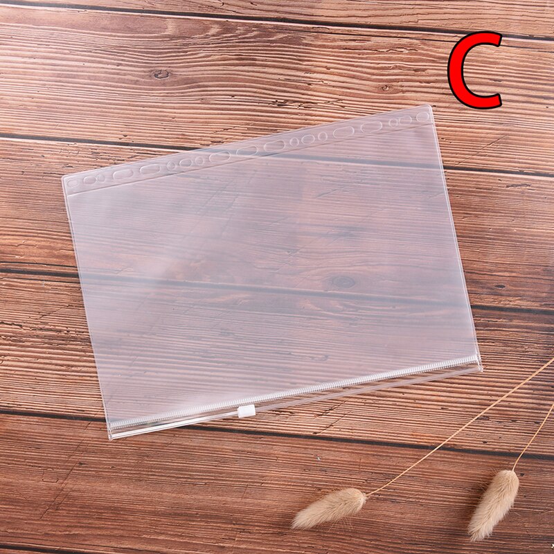 1 unidad A4 A5 A6 A7 B5 archivadores estándar 6 agujeros bolsa transparente de hoja suelta de PVC con carpeta de productos de archivo de cremallera de estilo propio