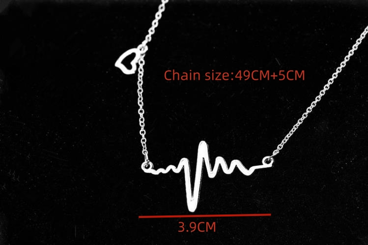 Simple Wave Heart Necklace Chic Ecg Pulse Charm Pendant Necklace Lightning Women Vintage Jewelry Accessories