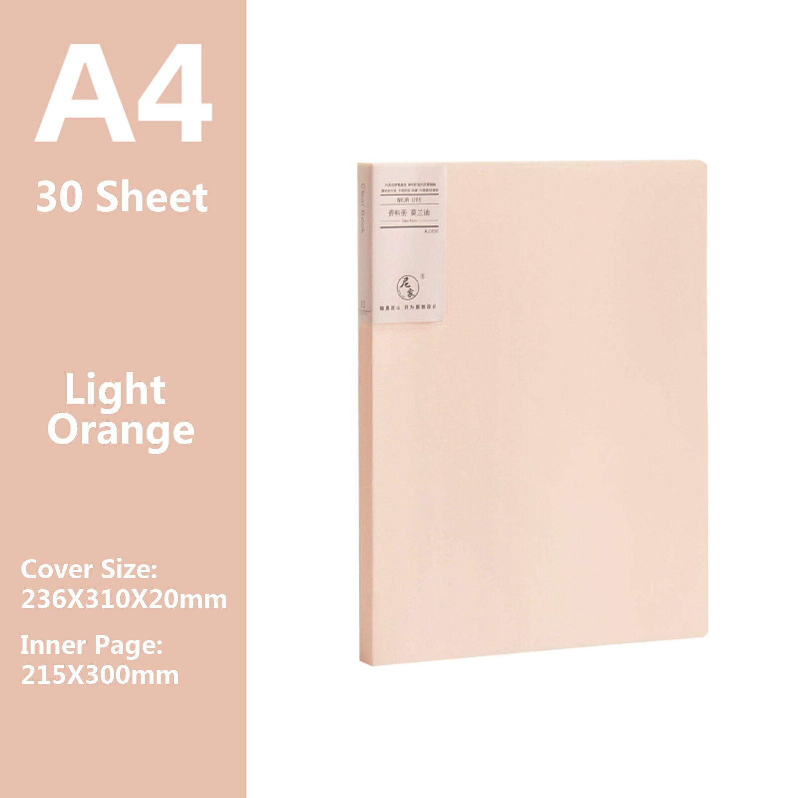 A4 Size Presentation Book Display Book Document Organizer Waterproof with 30-Pocket Sheet Protector for Business Office School: Pale pink-30