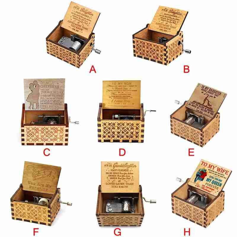 Hand-operated Wooden Music Box, Classical Carving Crafts, Home Decorations L2P3