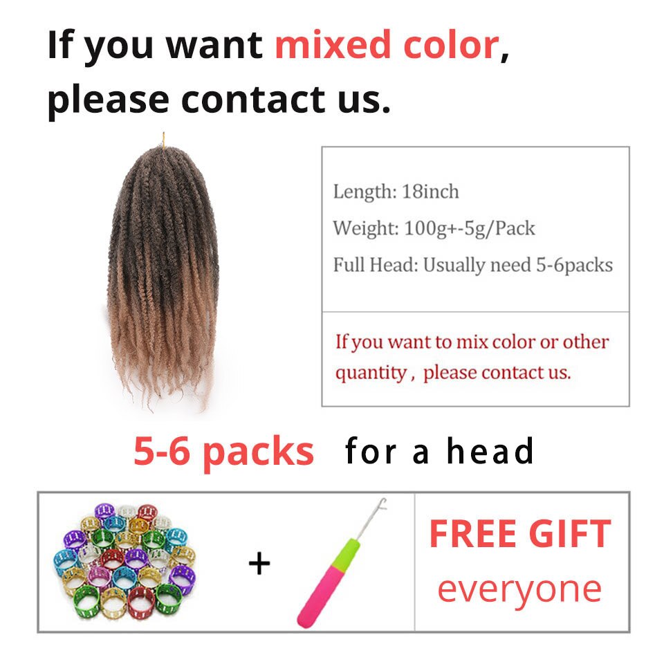 Ombre Marley Braids Hair Crochet Afro Kinky 18 inch Synthetic Braiding Hair Crochet Braids Hair Extensions Bulk