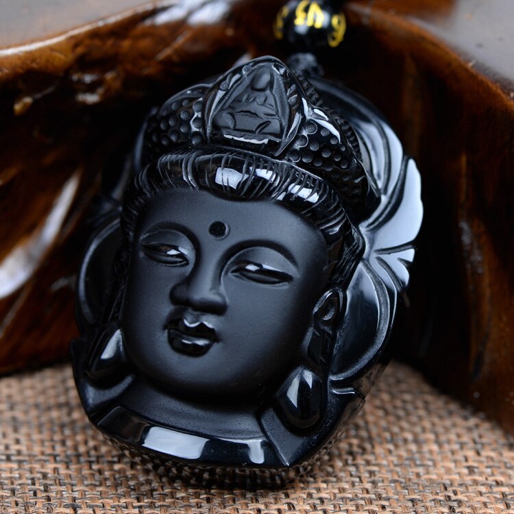 Vorhang schmuck Obsidian Peeling Anhänger Schwarz Guanyin Kopf Anhänger Umgeschlagen Buddha Kopf