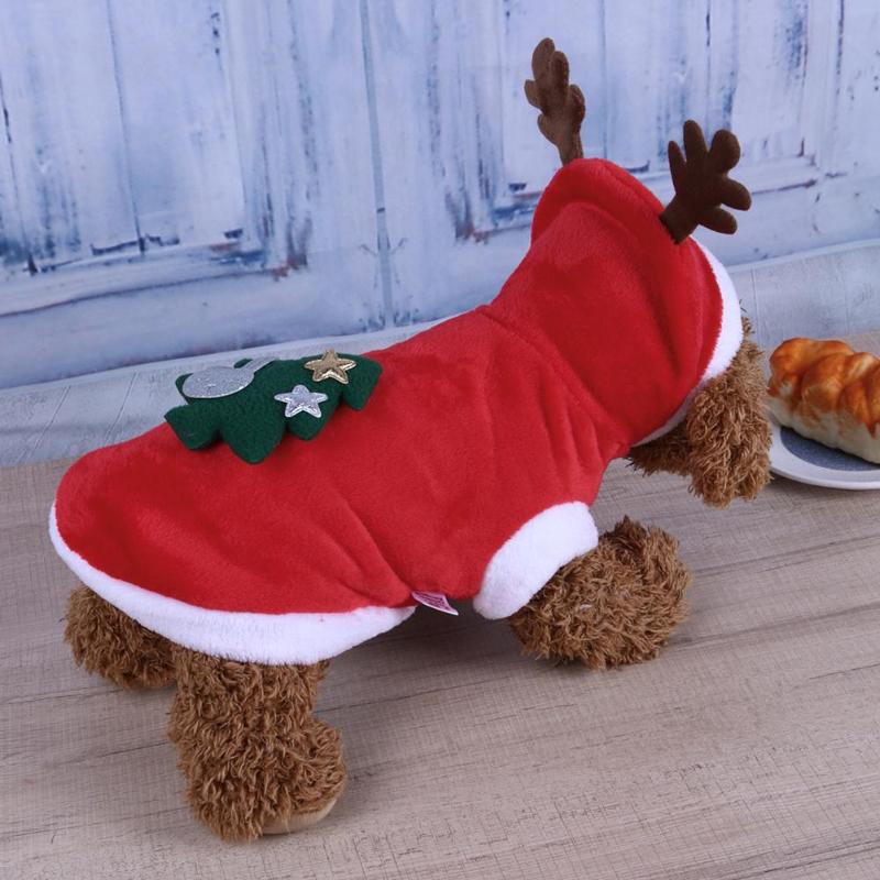 Kerst hondenkleding rode jas patroon hond huisdier fleece hondenkleding hondenjas kerst schattige huisdier puppy eland capuchon warme jas