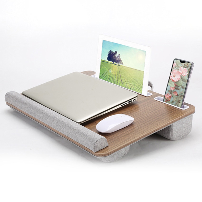 Laptop Schreibtisch Stehen Notizbuch Tablette Knie Runde Schreibtisch Mit Karte Slot Tragbare Knie Tisch Halfter draussen Kopfstütze Büro Nickerchen Kissen