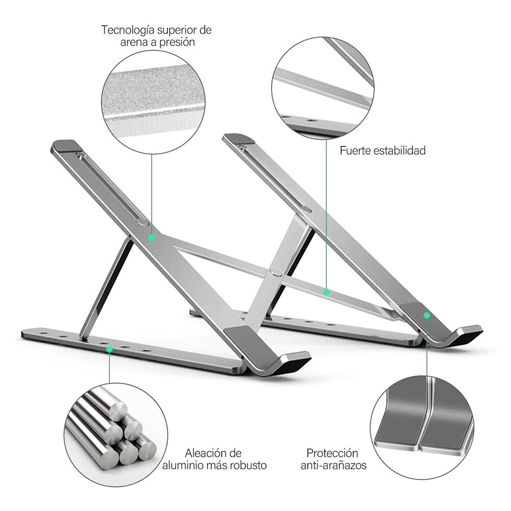 Update Laptop Stand Portable Multi-Angle Adjustable Foldable Anti-Slip Holder Riser Ventilated Aluminum Alloy Tablet Mount