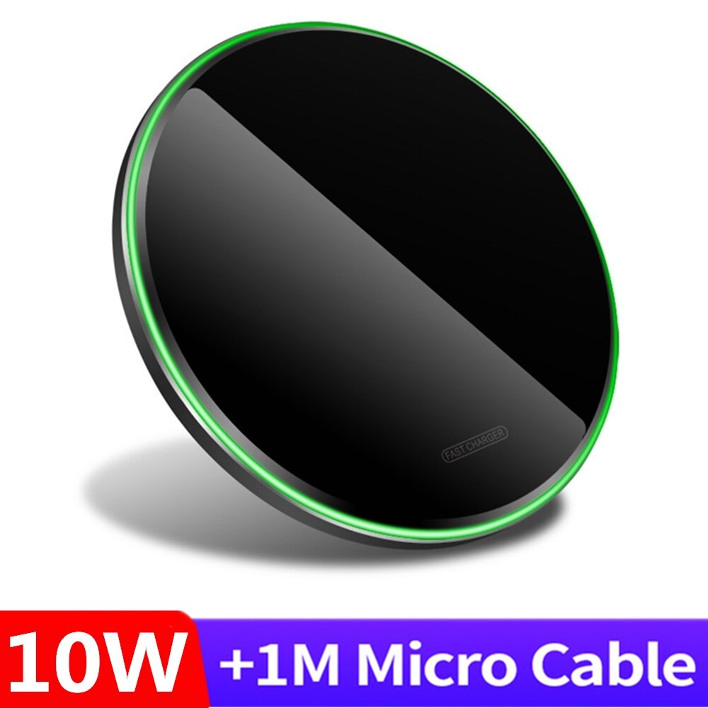 FDGAO 15W caricabatterie Wireless veloce per iPhone 13 12 11 X XS Max XR X 8 Airpods 3 Pro tipo C Qi Pad di ricarica per Samsung S21 S20 S10: 10W Black