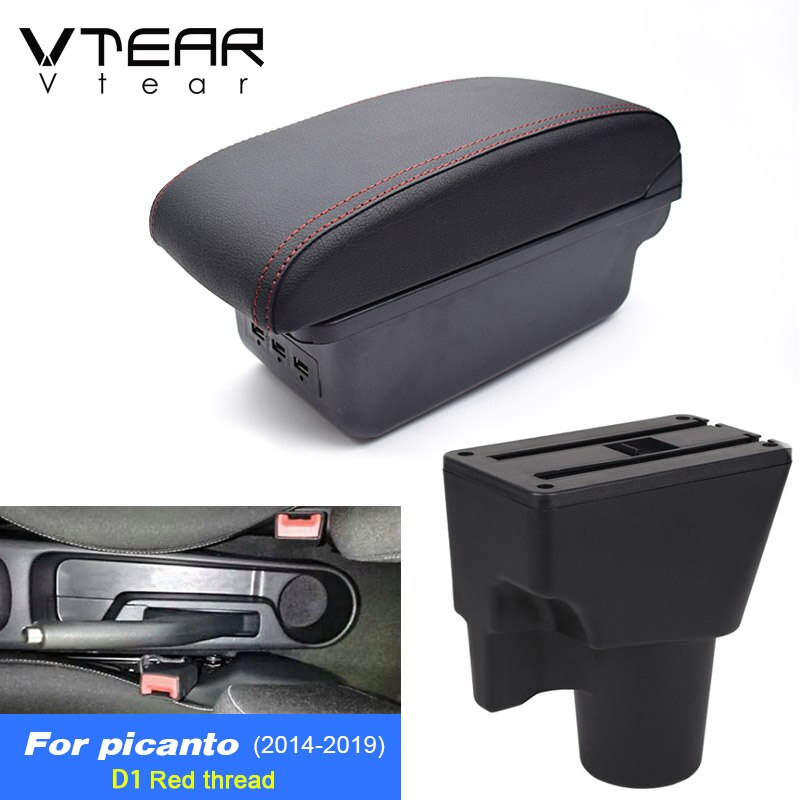 Vtear For Kia Picanto Armrest Interior Center Console Storage Box Arm Rest Car-styling Decoration Accessories Parts Organizer: Type1 D Red