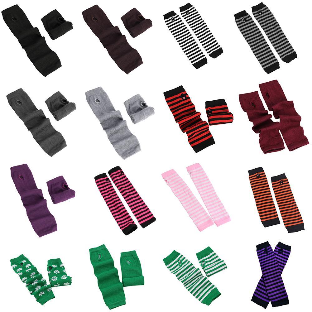 Mannen Lange Winter Handschoenen Arm Cover Classic Zwart Wit Gestreepte Katoen Pols Cover Arm Dames Handschoenen Mouw Gebreide Handschoenen vrouwen