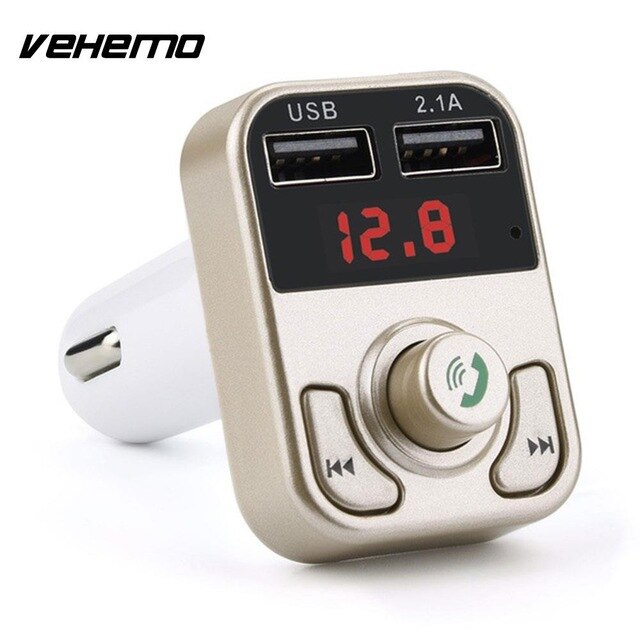 Universele Auto Fm-zender Fm Adapter Bluetooth Fm-zender Voor Handenvrij Voltage Detectie Aux Stereo Voor MP3: Gold