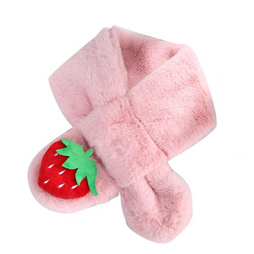 Søde jordbær børn barn dreng pige plys varm efterår og vinter hals krave varmere tørklæde blødt udendørs tøj tilbehør: Lyserød