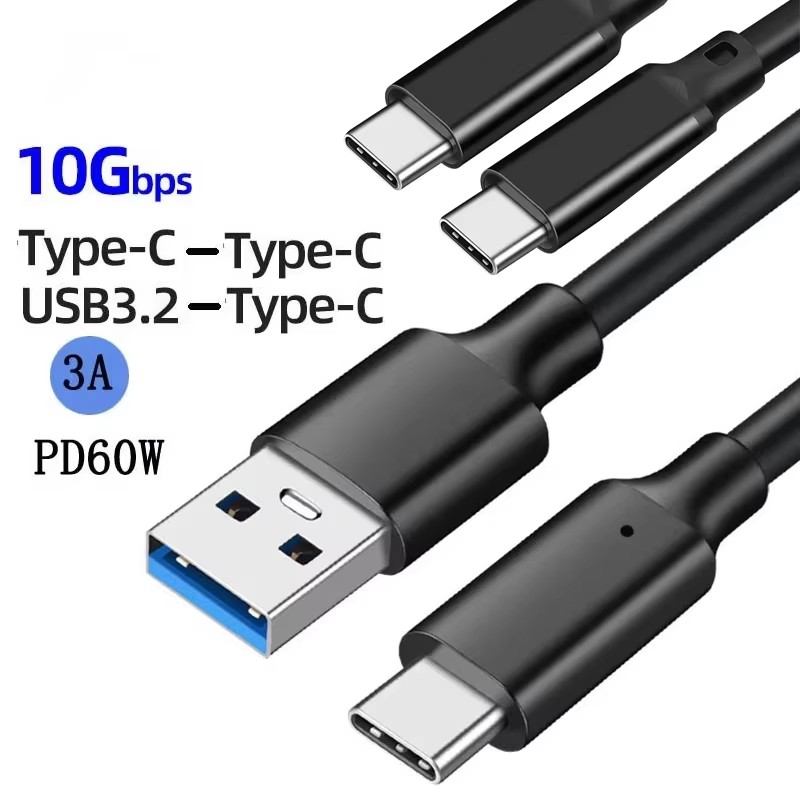 Usb 3.1 10 gbit/s) typ-c-kabel, usb-a-auf-usb  c 3.1/3.2 gen.2- datenübertragungskabel, usb-c-ssd-festplattenkabel  pd 3a 60w qc 3.0 ladekabel