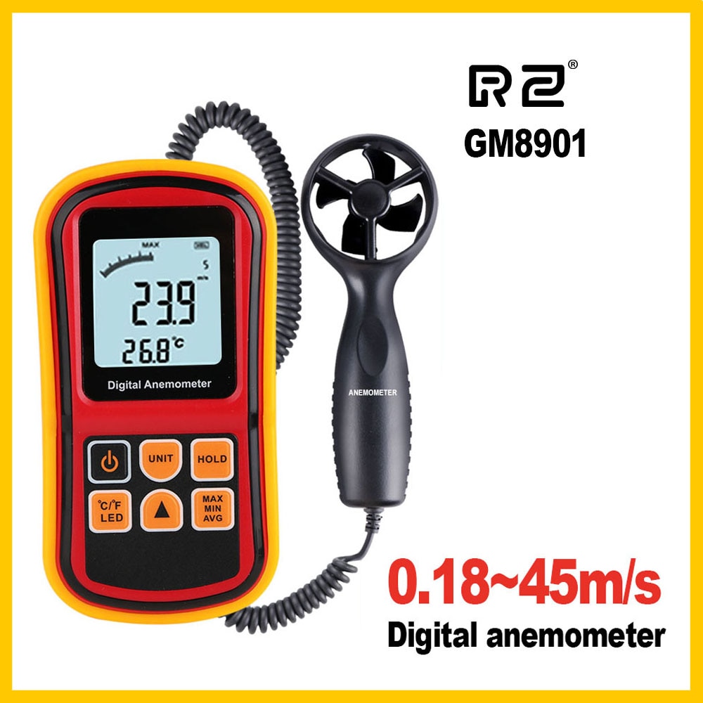 GM8901 Anemometer Wind Speed Gaugetemperature Meet Digitale 45 M/s Thermometer