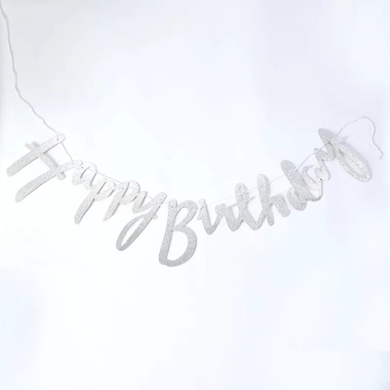 Happy Birthday Banner Bunting paper Birthday Party Hanging Garland Banner Baby Shower Decoration: Clear