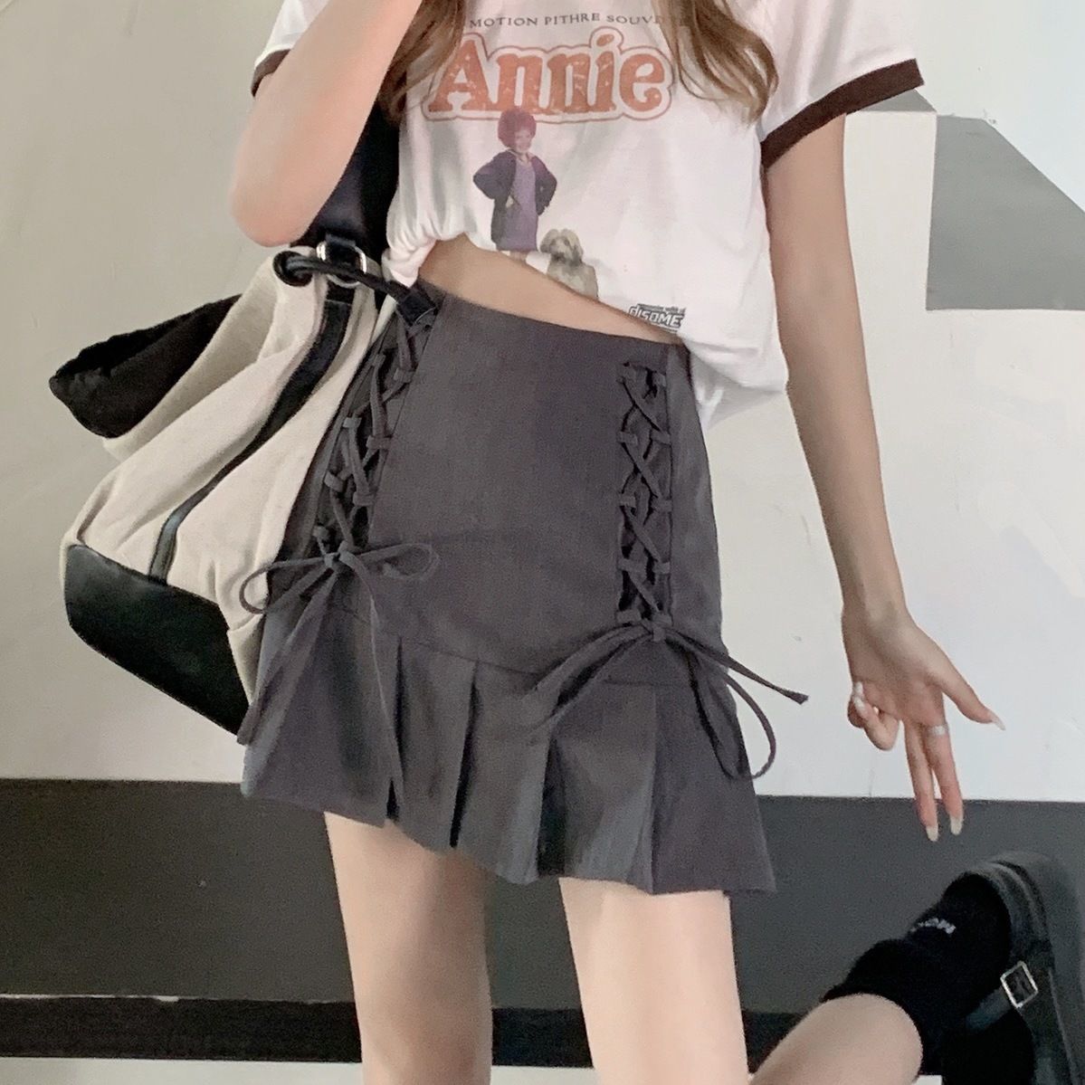TAVIMART  -  Grunge Vintage Mini Skirts Women White Korean Lace Patchwork Short Skirts Y2k Harajuku Punk Cake Irregular 2000s Skirt