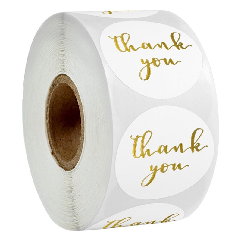 500Pcs 1 Inch Holographic Rainbow Thank You Letters Stickers Roll Round Adhesive Labels for Envelope Seal Wrapping