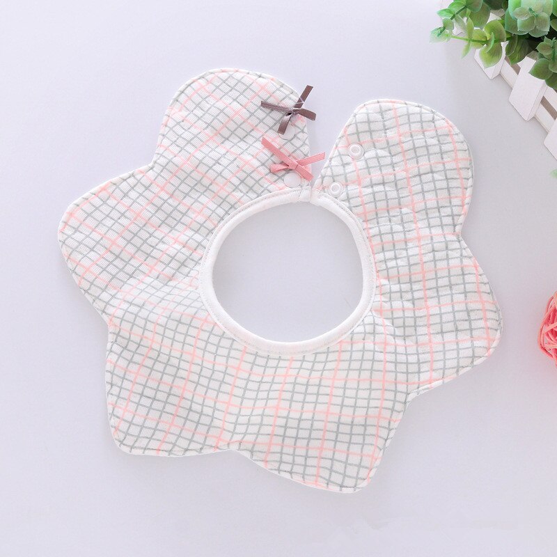 Slabbers Katoen Bloem Waterdicht Burp Doek Slabbetjes Peuter Speeksel Handdoek Draaiende Meisjes Babador Bean Kiel Baby Slabbetjes: grid bib