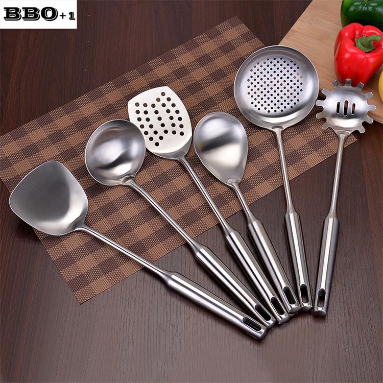 Stainless Steel Cookware Set Cooking Tools Kitchen Utensils Kitchenware Shovel Turner Rice Soup Spoon Pasta Server Strainer: 6pcs Cooking set