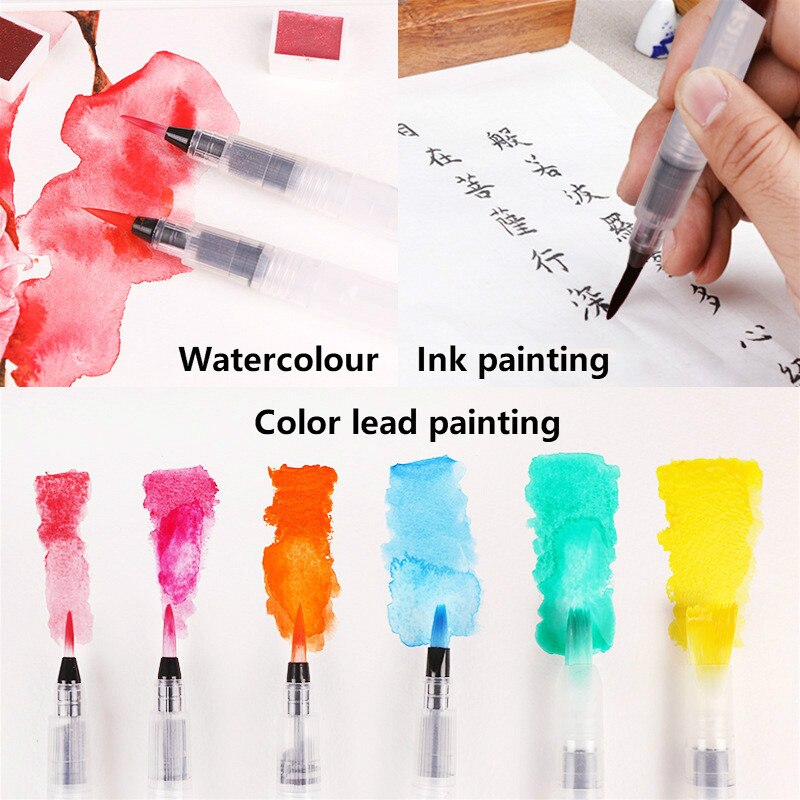 Navulbare Kwast Water Borstel Inkt Pen Water Kleur Zachte Hoofd Kalligrafie Tekening Schilderen Illustratie Pen Markeerstift