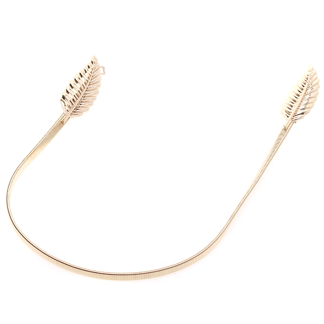 mujer Metal dorado plata hojas cadena cinturón cintura banda elástica cintura cinturón para vestido falda bandas Mujer: Golden