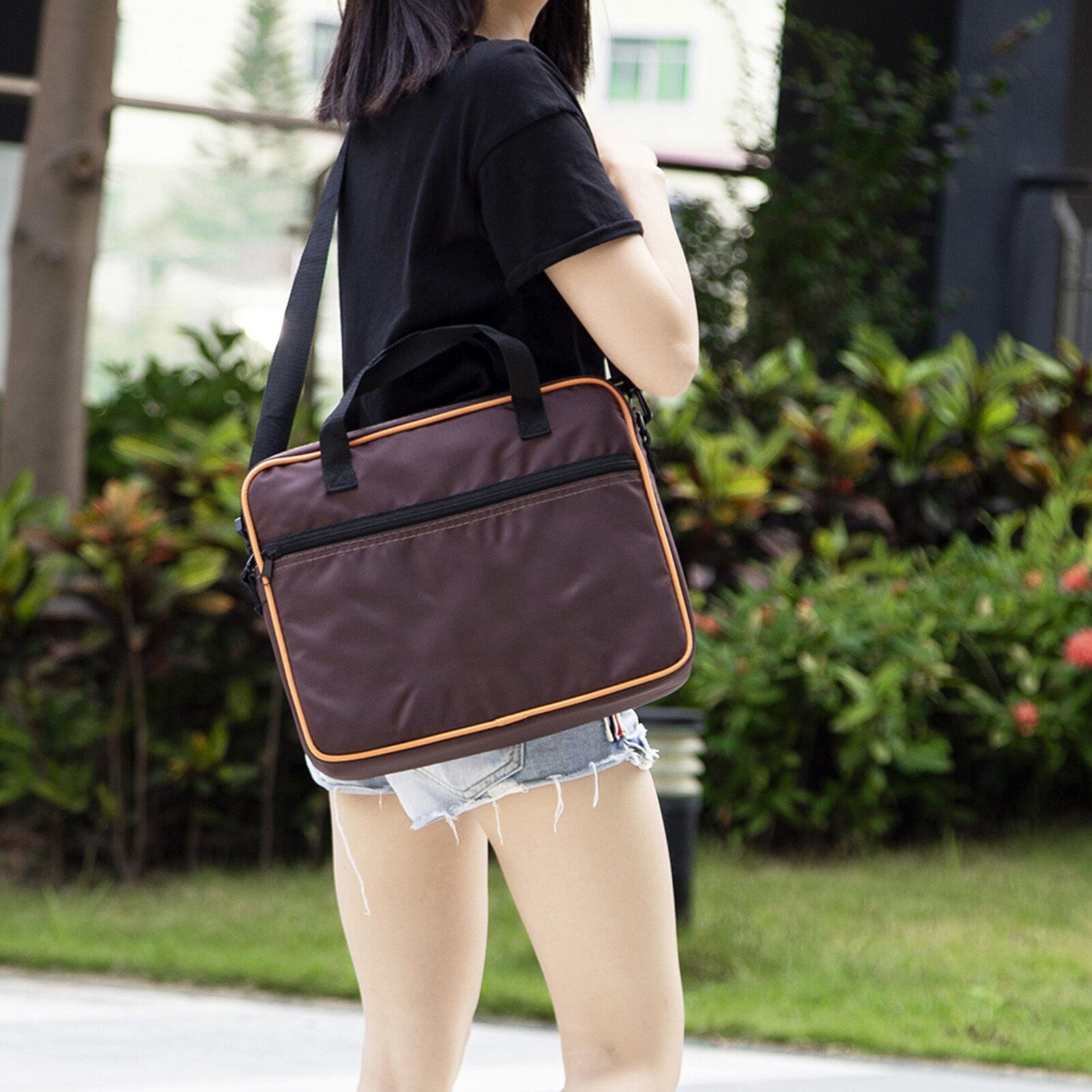 ammoon Compact Travel Flat Box Drum Carry Bag Handbag Flat Hand Drum Case with Shoulder Strap