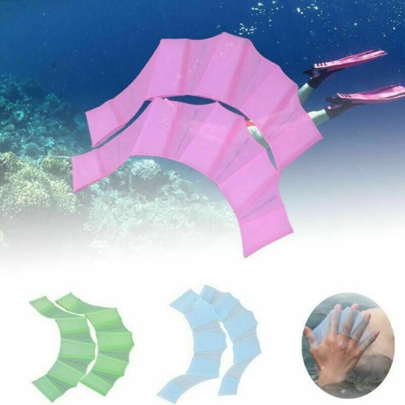 1 Pair Silicone Swimming Hand Fins Flippers Palm Finger Webbed Gloves Paddle