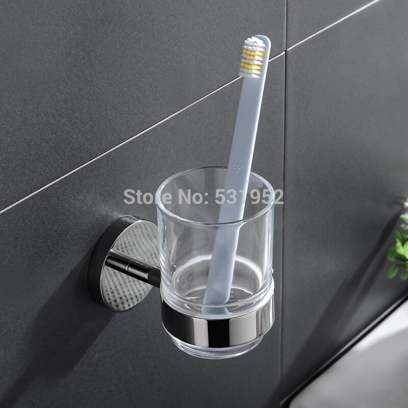 Porte-gobelet mural pour brosse à dents unique en acier inoxydable support de verre et poli, accessoires de salle de bain 304