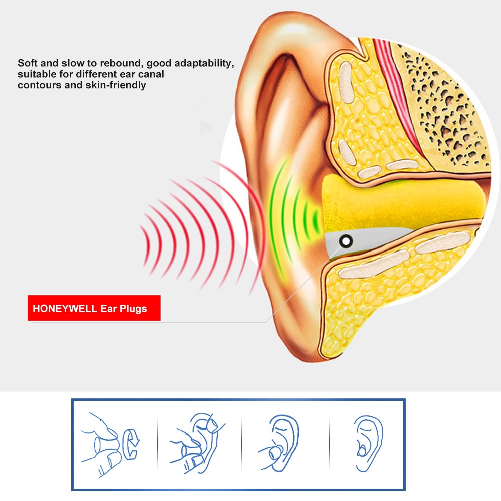 10 par honeywell ørepropper behageligt skum anti-støj blød ørepropper ørebeskyttende til søvn arbejde lydtæt langsom rebound
