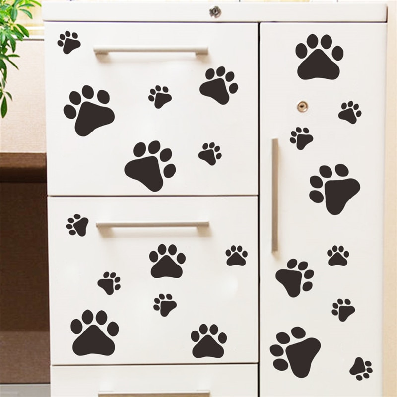 Pegatinas de pared bonitas con huellas de perro, decoración del hogar para habitaciones de niños, calcomanías de papel tapiz, adhesivo de PVC, Adhesivo de pared