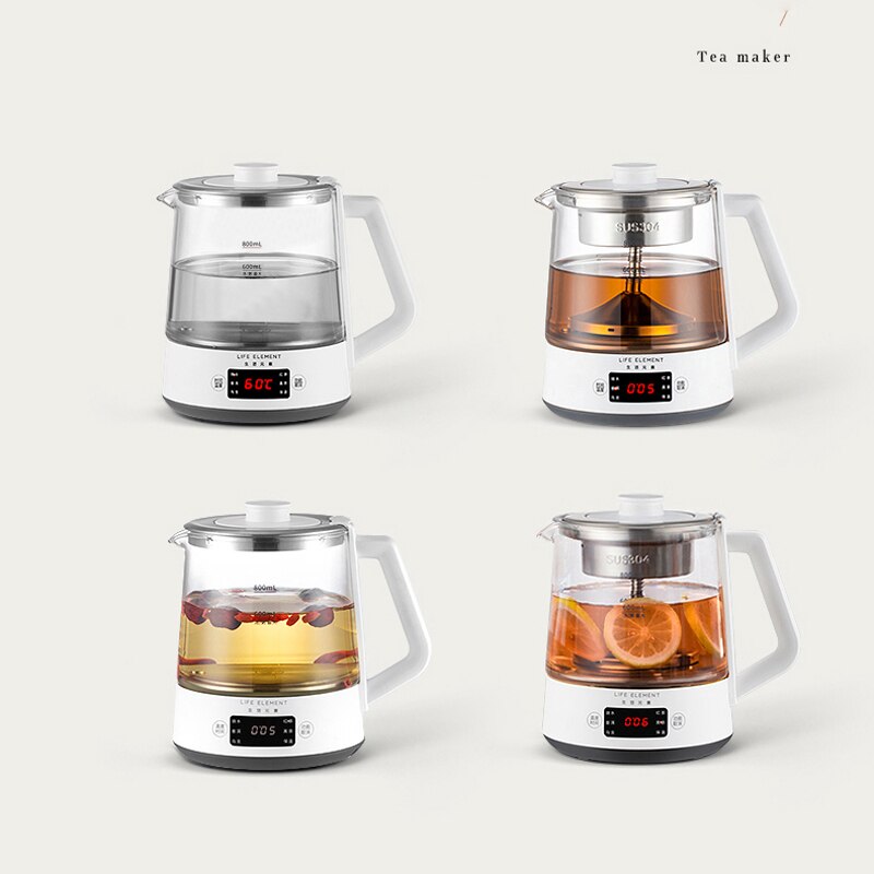 zk30 800ML Multifunction Electric Kettle Glass Health Pot Stew Porridge Slow Cooker Heater Water Heating Insulation Kettle