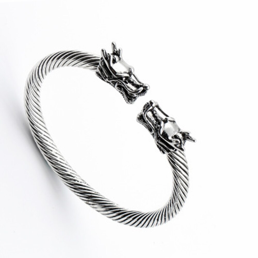 Pulseira punk gótica preta masculina, bracelete para homens e meninos, joia norse de dragão